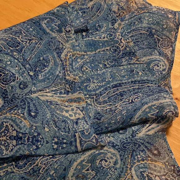 Emma James blue paisley, asymmetrical, ruffle hem skirt, women’s size 14 - Picture 9 of 9